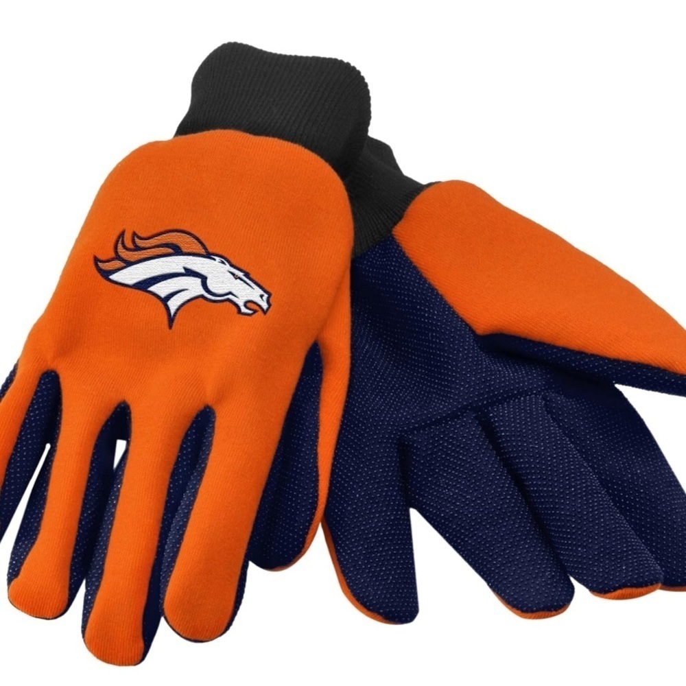 NWT- NFL Denver Broncos Colored Palm Utility Work Gloves - Adult Unisex